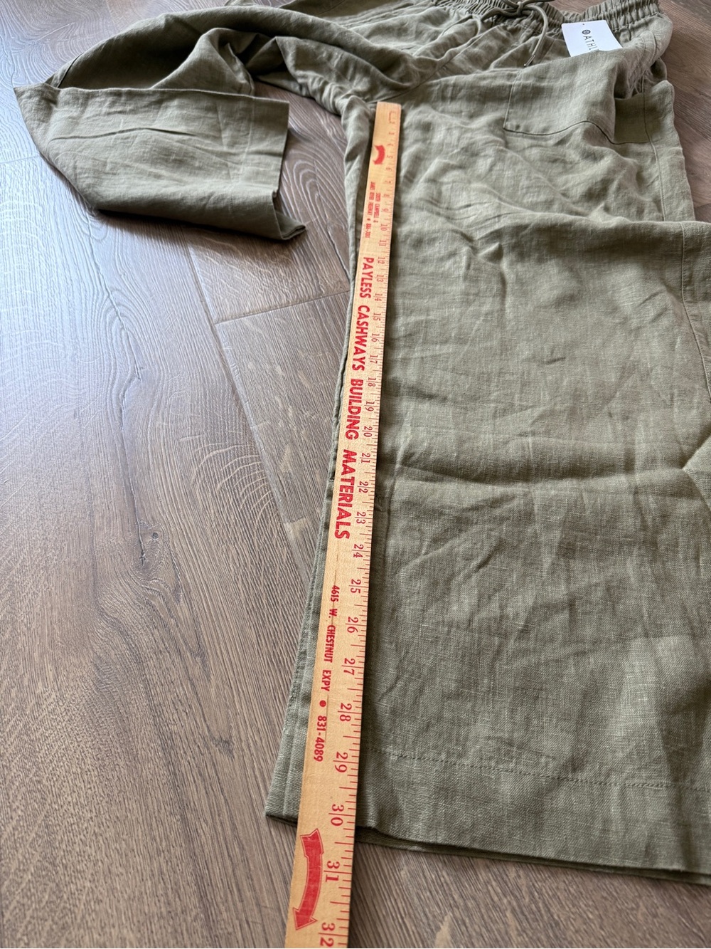 Athleta Retreat Linen Wide-Leg Pants in olive size L - Picture 12 of 15